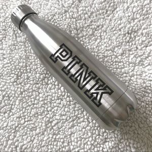 PINK Water Bottle Silver and Black NEW